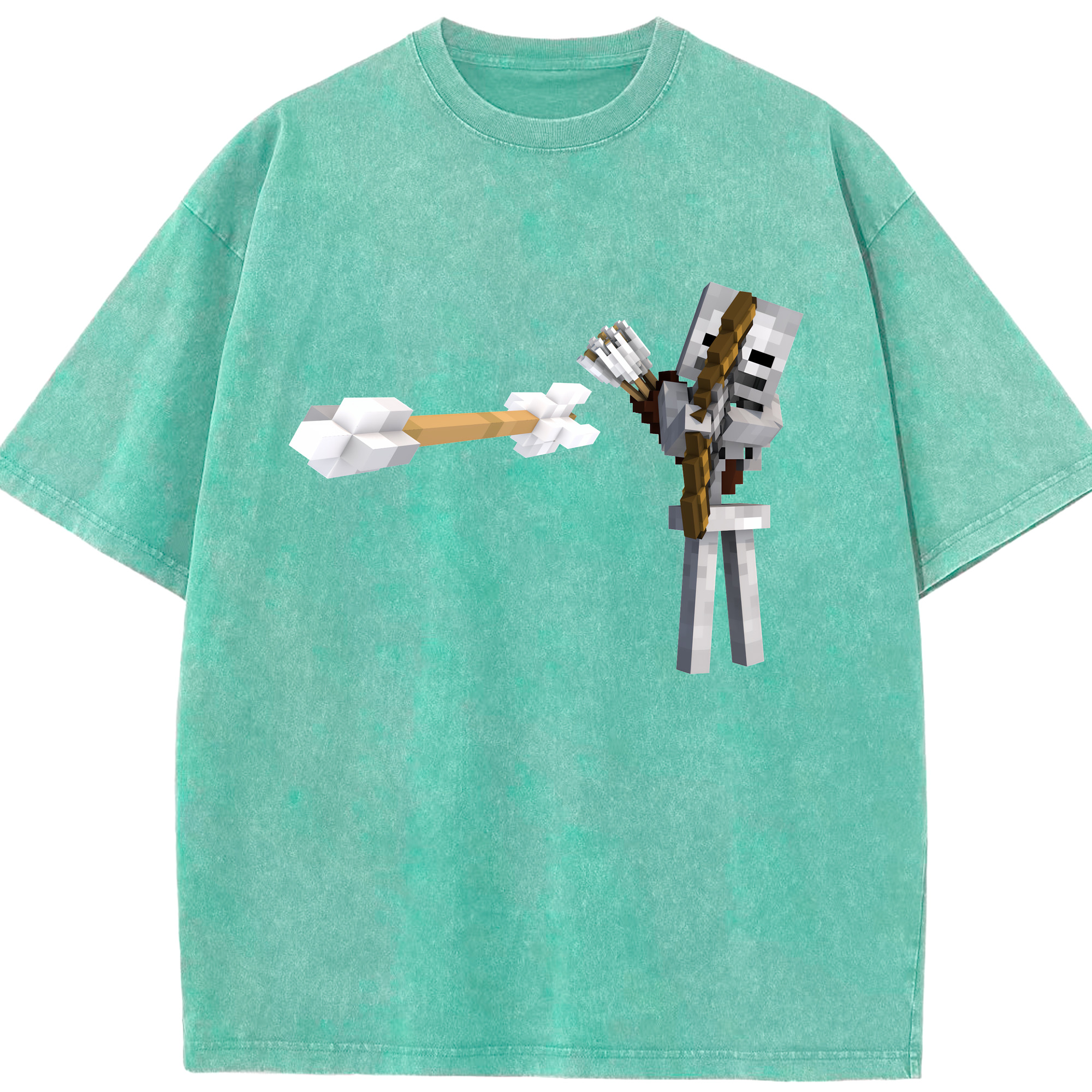 （画像用） マインクラフト ブロックの世界 Minecraft MC Block world 綿100% ヴィンテージ風 半袖Tシャツ（フロントプリント）